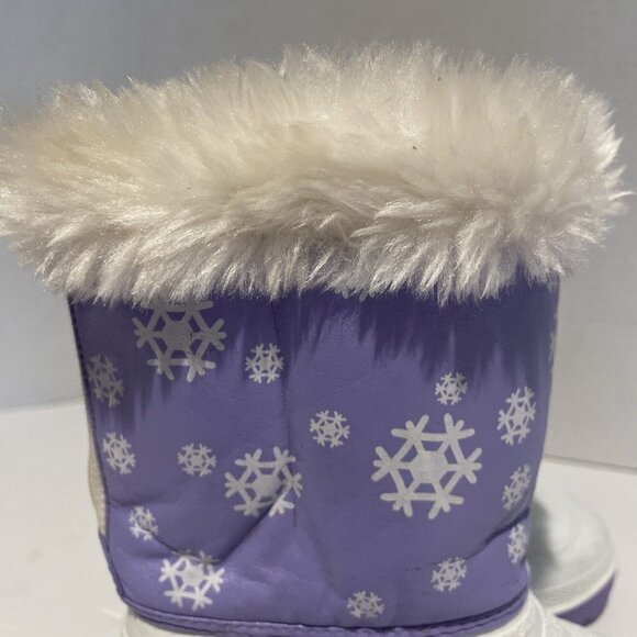 Outbrook Kids Snow Boots Child's Size 8 Faux Fur Lining Waterproof Purple White - Picture 2 of 14